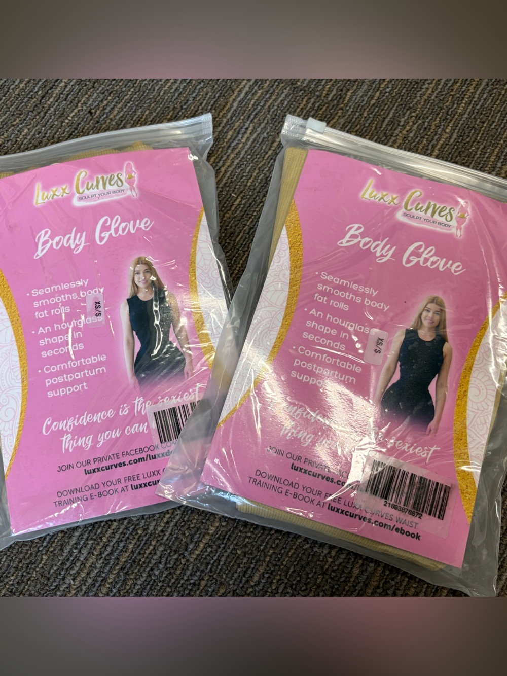 New in Package Lot of 2 Luxx Curves Body Glove Beige Body Shaper size XS/S